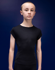 Male dancer wearing male dancewear black tee