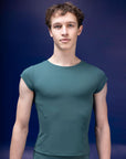 Male dancer wearing male dancewear forest green tee