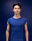 Male dancer wearing male dancewear navy tee