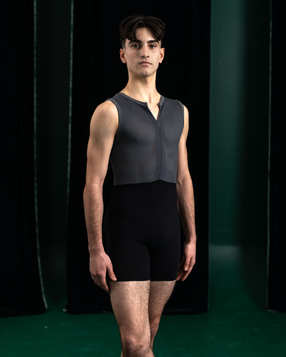 Steel Grey &amp; Black Unitard